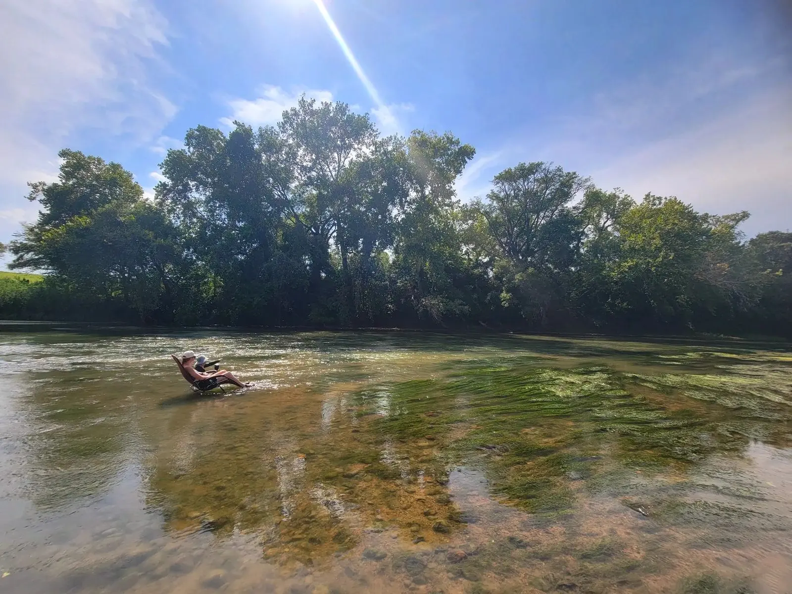 Image of two people sitting in the river.