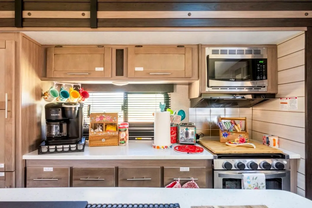 River RV kitchen, from the sink to the toaster